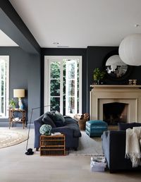 Living room | Dark walls | Black | Sofa | Livingetc