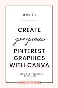 You don't have to be a professional graphic designer to make gorgeous pins for Pinterest! Click here to learn how I make pins for my blog on Canva + watch my video tutorial on how to use it! #canva #pinterest #blogging >>> via simply-amanda.com