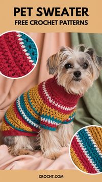 Crochet your own pet sweater with these free patterns. A great DIY project to create a cozy, customized outfit for your pet!