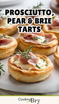 Delight your taste buds with these elegant Prosciutto, Pear, and Brie Tarts. Crispy puff pastry is topped with slices of ripe pear, creamy Brie cheese, and savoury prosciutto, creating a perfect harmony of flavours. These tarts are easy to make and ideal for appetisers, brunch, or a light lunch. Impress your guests with this sophisticated yet simple dish, and serve with a drizzle of honey and fresh thyme for an added touch of gourmet flair.