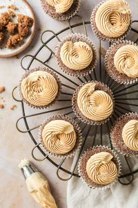 Gently spiced tender sponge cupcake is topped with cinnamon sugar for crunch and filled with decadent dulce de leche for a surprise when you bite down. Finished off with a swirl of smooth, not to sweet, dulce de leche Russian Buttercream, these cupcakes are pure perfection.