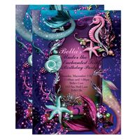 Enchanting Under the Sea Party Invitations by Bella LuElla This beautiful design can be customized to fit any event! Fonts and text can be changed, as well as shape and paper type.