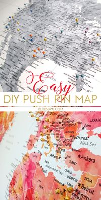 Making a diy travel push pin map with one of blursbyai’s printable maps – blursbyai - world map push pin, push pinboard, travel pinboard for displaying your travels!