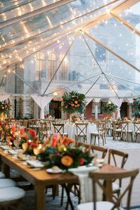 Tropical meets glam for this tented Florida wedding. Find 8 popular ways to have a memorable tent wedding on PartySlate.