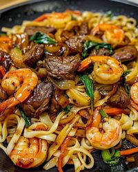 Indulge in the savory blend of tender steak, succulent shrimp, and hearty noodles tossed in a flavorful sauce. This Steak & Shrimp Stir-Fried Noodles recipe is not just a dish; it’s an experien…