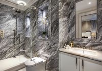 Luxury residential interior architectural design development by Katharine Pooley. Situated next to St. James's Palace, London. Luxury Grey marbled walls bathroom