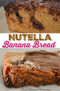 The BEST Nutella Banana Bread! Use your ripe bananas to make super moist banana bread with delicious chocolate hazelnut spread swirled on top. #nutellabananabread #nutellarecipe