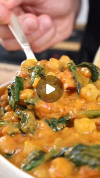 Nico Pallotta on Instagram: "Easy and Creamy Chickpea Curry 

You’ll love the bold, fragrant, and warm spices with tender, nutty chickpeas hugged by a creamy, slightly sweet, and luscious tomato and coconut milk sauce.

We developed this coconut chickpea curry so that you can make it with easy-to-find ingredients in less than 30 minutes without compromising flavor and texture.

⭐️ Ingredients
1 tablespoon olive oil substitute your favorite oil
1 large onion chopped
3 cloves garlic grated
1 inch ginger grated
2 teaspoons curry powder
1 teaspoon ground cumin
1 teaspoon turmeric powder
1 teaspoon ground coriander
¼ teaspoon red pepper flakes
3 cans (15 ounces each) (720 grams) chickpeas or 4½ cups cooked chickpeas
1 cup (250 grams) vegetable stock add more if you want a thinner curry
1 can (1