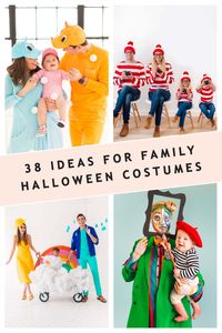 Family Halloween Costumes. See all the family costume ideas here! #costumes #family #halloween #diy #adults #kids #babies #cute #lastminute #easy #unique #funny #familyof3 #siblingcostumes