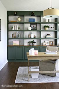 Wall of office built in bookcases REVEAL! from Thrifty Decor Chick