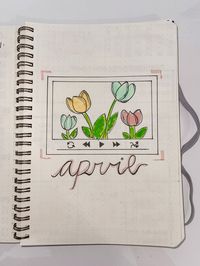 @kendallalicee bullet journal, bujo, monthly inpo, april, spring, journaling, habits, cover page