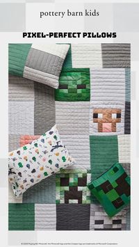 The wondrous blocky world of Minecraft comes to life in this playfully designed collection for kids. Inspired by the popular game, it features their favorite pixelated characters on organic bedding, school gear and more.