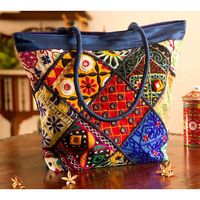 Kutch Mirrorwork Silk Handbag- Blue