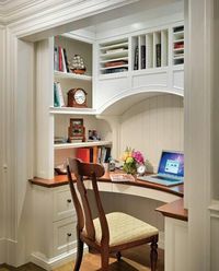 Office Space Inspiration | Office Nook | Office Cove | Perfect Shelving | Arch | Limited Space | Love!