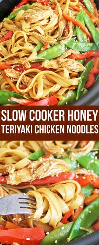 SLOW COOKER HONEY TERIYAKI CHICKEN NOODLES | ROSLYN FOOD