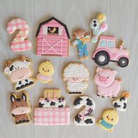 Galletas Decoradas para cumpleaños con temática de Granja