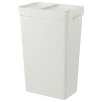 HÅLLBAR Bin with lid, light gray, Lower outer measure depth: 11 7/8" - IKEA