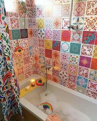 QUOTES AND PICTURES🎬📸 — How beautiful is this colorful bathroom?!! 😍🌈💜