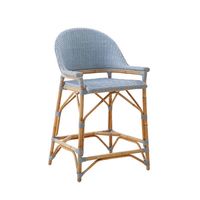 Cayman Counter Stool - Rattan - Natural & Blue – Cailini Coastal