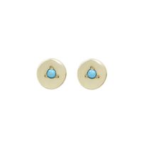 Delicate circle stud earrings, available in sterling silver or 14K yellow gold.   Optional additional diamonds or turquoise added to the center of the studs.