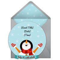 Free holiday party invitation with a "Baby It's Cold Outside" design. Love this design for winter birthdays, dinner parties, or a Christmas party.