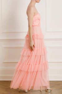 Caroline Gingham Tulle Corset Gown – Coral | Needle & Thread