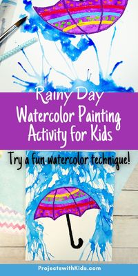 This watercolor rainy day painting will have kids using fun and unique watercolor techniques! A great sping art project that uses watercolors and colorful oil pastels.