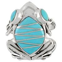 Sterling Silver Frog Ring Turquoise R2266-C05