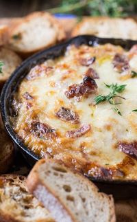 Hot Caramelized Onion Dip with Bacon and Gruyere