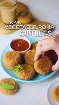 No-Oil Vegetable Poha Cutlets ✨ - Save the recipe: - Start off by soaking Poha for about 5 minutes. Then wash it properly, rinse off the water and transfer to a bowl. - Add in the boiled potatoes, along with the veggies (I have used Capsicum, Carrot, and Sweet Corn) and some spices. - Mix and mash everything to combine a dough like mixture. - Shape into cutlets and dip each cutlet in cornstarch slurry then cover it with breadcrumbs. - Air fry at 200°C for 20 minutes. #airfryer #recipe #health