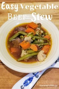 With a burst of flavor and a pot full of vegetables, this is the easiest vegetable beef stew that even my kids enjoy thanks to the magic ingredient at the end!  Gluten free and dairy free.  These leftovers are perfect for freezing and make a wonderful meal to give away or save for later.  #beefstew #recipes #recipe #freezerrecipe #healthyrecipes #soup #souprecipes #fitfood #healthyfood #healthyeating #cleaneating #healthyliving #healthylifestyle #cleanrecipes #organic #glutenfree #dairyfree