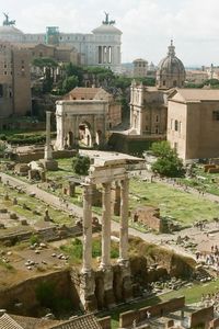 Film photo of the Roman Forum in Rome, Italy. Europe travel destination, film photo, rome, italy, italian summer, european summer, aesthetic background, ancient architecture