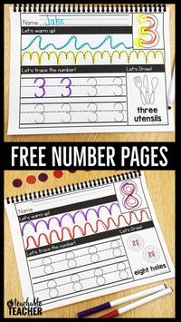 Free numbers tracing pages are perfect for preschool and kindergarten students learning numbers 0-9. Students practice fine motor skills and number tracing and number writing. Finally students trace and draw the picture...so fun! | teaching numbers | kind