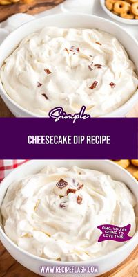 Treat yourself to a fun twist on cheesecake with this Cheesecake Dip Recipe! This creamy dessert dip is simple to make and perfect for sharing. Pair with an array of dippers—think fruit, cookies, or graham crackers—for a sweet indulgence that's sure to impress family and friends!