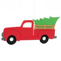 16" Red Foam Truck With Tree Ornament MS154524, Red Christmas Truck MS154524