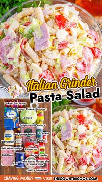 This Italian Grinder Pasta Salad has all the delicious flavors and textures of an Italian Grinder with only a few minutes of work!