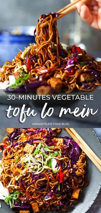 This Vegetable Tofu Lo Mein Recipe is simple, easy, delicious, and only takes 30 minutes! Super tasty, Plant-Based & Meal-Prep friendly.