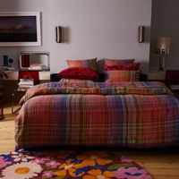 Made from European Flax linen, sleep easy in our breathable long-lasting linen that gets softer with every wash. “Inspired by the warm and layered texture of intricate handwoven wool textiles, our Telma bed linen is a new spin on a traditional tartan. This colourful design is the perfect blend of sophistication and joy