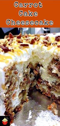 Carrot Cake Cheesecake. Simply a Show Stopping Wow! A great cake for any occasion and would also be a lovely cake for Easter, Christmas or Thanksgiving too!