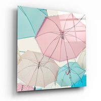 Colorful Umbrellas UV Printed Glass Painting