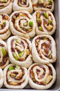 Caramel Apple Cinnamon Rolls - Ready in 1 Hour and so good! Perfect for apple season! #cinnamonrolls #onehourcinnamonrolls #breakfastrolls | Littlespicejar.com @littlespicejar