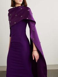 SAFIYAA Cosette embellished stretch-crepe and satin gown