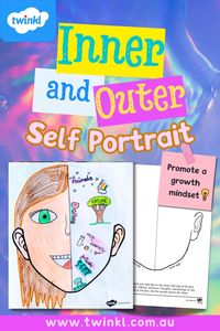 🌈Help your students reflect upon their inner selves with our Inner and Outer Self Portrait Art for Kids. Students will draw and color their physical face on one side of the blank template provided. They will draw and color their hobbies, thoughts, and emotions on the other side.🖍️