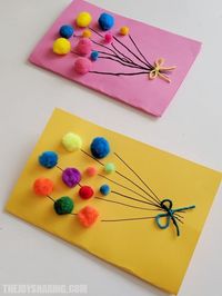 Pom Pom Balloons Birthday Card | Birthday card craft, Kids birthday cards, Homemade birthday cards