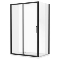 Turin Matt Black 1200 x 800mm Sliding Door Shower Enclosure + Pearlstone Tray | Victorian Plumbing UK