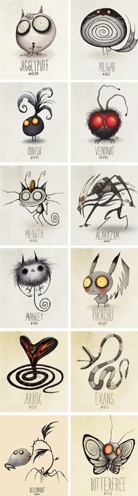 Tim Burton-esque Pokemon. *http://www.pinterest.com/idahay/character-design/