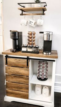 DIY coffee bar from Amazon! | Farmhouse decor, Keurig coffee maker, Nespresso coffee machine, Nespresso pods, floating shelf, monogram mug, amazon organization, succulent, amazon home, orlando blogger, home decor blogger #amazonhome #amazoncoffeebar #coffeebar #nespresso #homedecor #founditonamazon #amazondecor #diy #amazonhomemade #amazonessentials #amazonblogger