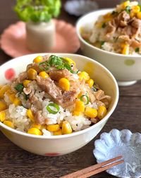 Pork rose corn garlic pepper rice by Chiori | Recipes site Nadia | Nadia-Delicious recipes of professional cooks