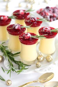 Eggnog Panna Cotta with Spiked Cranberry Sauce