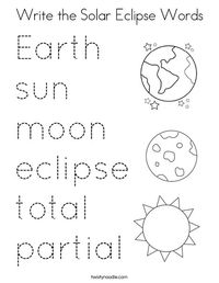 Write the Solar Eclipse Words Coloring Page - Twisty Noodle